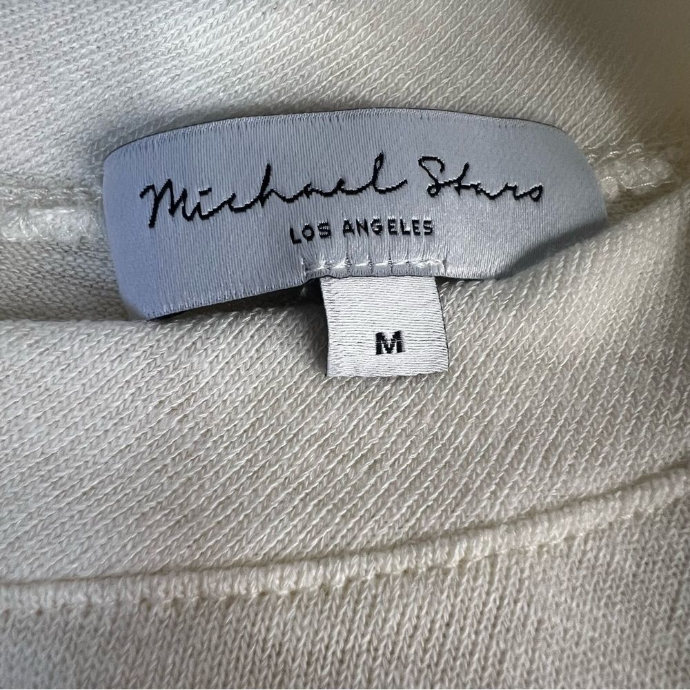 NWOT Michael Stars Puff Sleeve Top size Medium Ivory Cream Banded Cuff Snaps - Picture 4 of 6